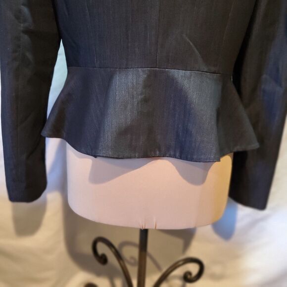 Calvin Klein Fitted Jacket Blue Faux Denim Zip Front Pockets Full Zip, Size 12 - Picture 13 of 13